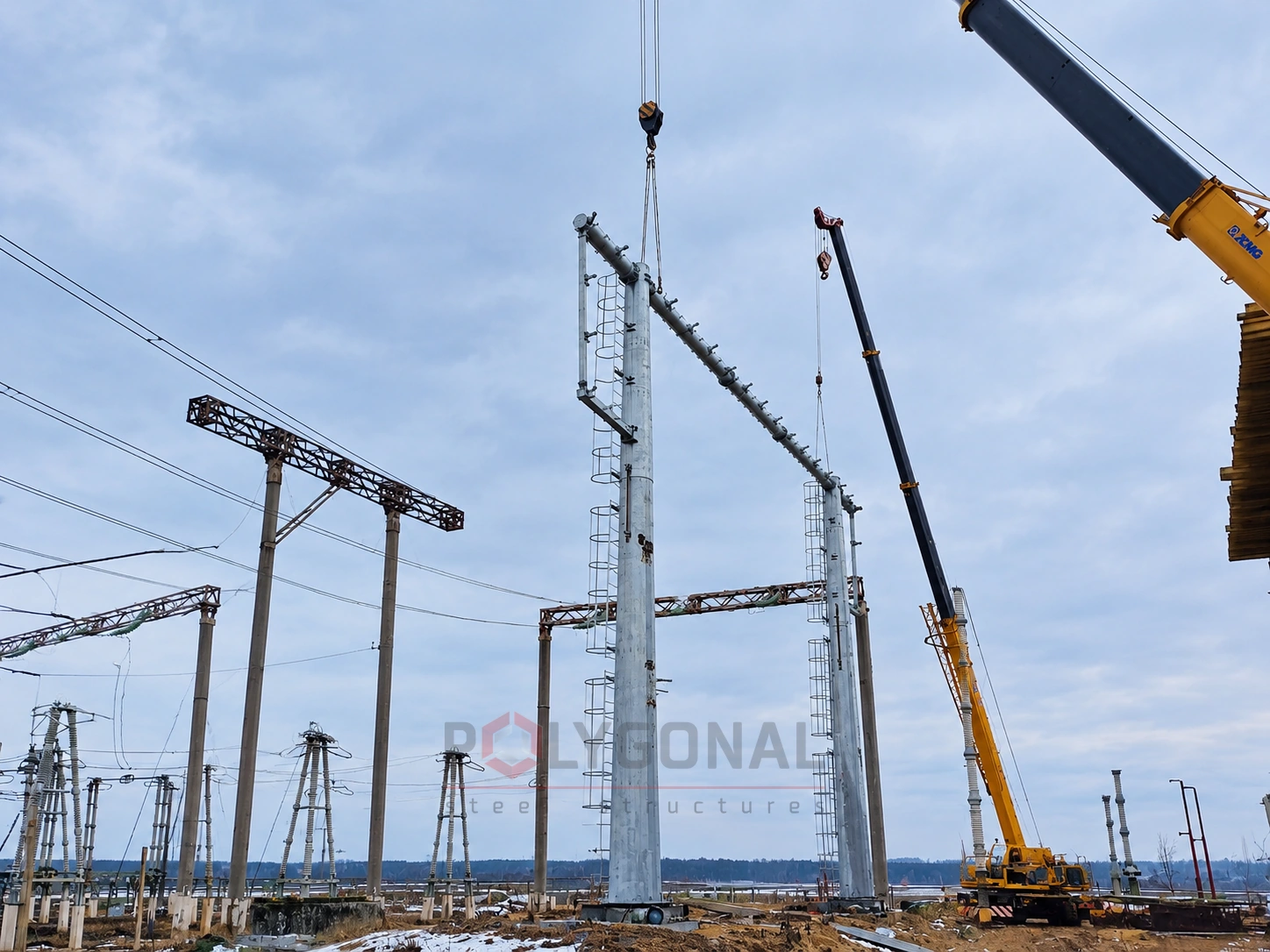 110 kV switchyard gantry at a completed site, photo 1