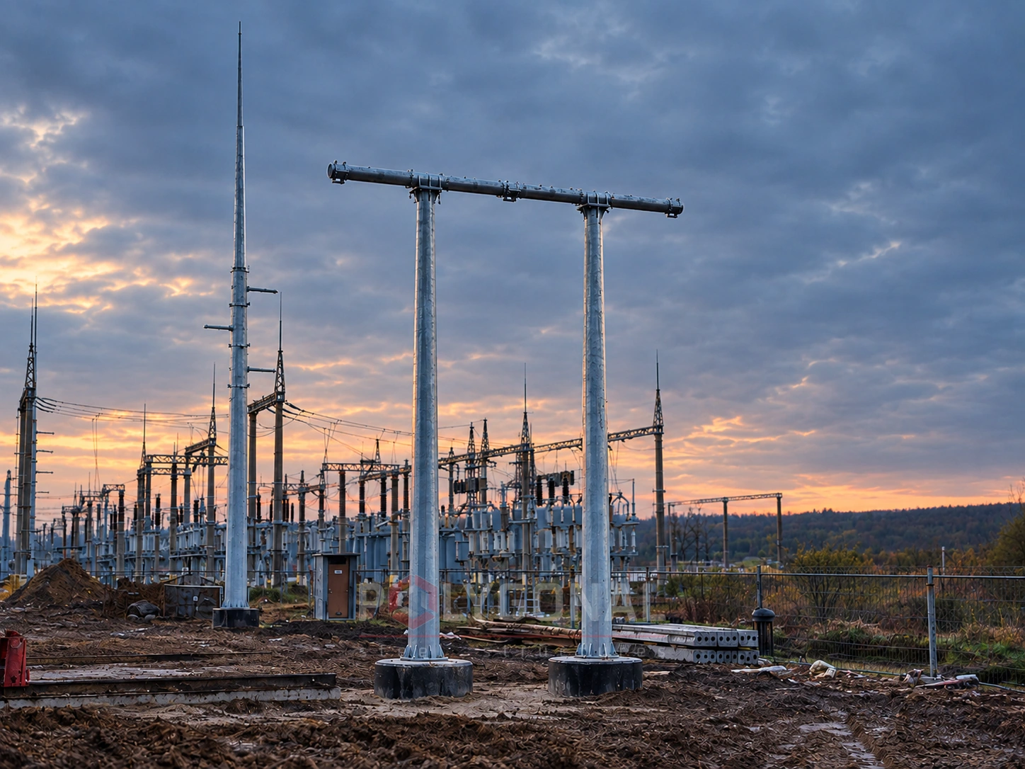 110 kV switchyard gantry at a completed site, photo 2
