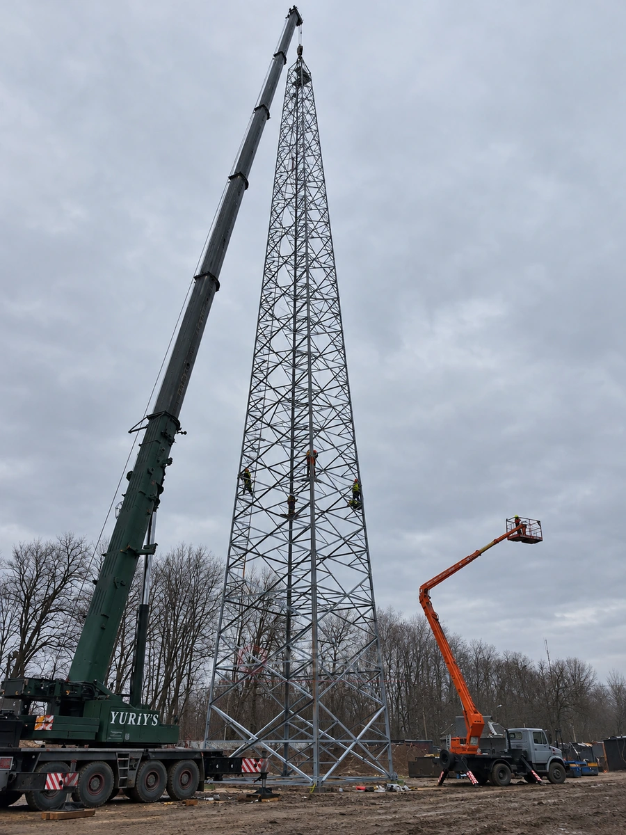 AO-70 lattice antenna mast at a completed site