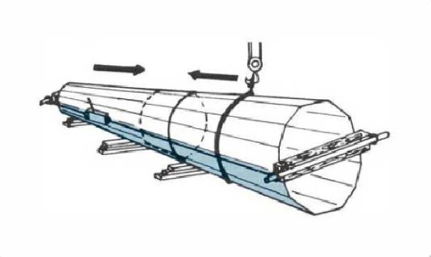Pulling a telescopic joint of flagpole sections: diagram